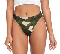 JxWCher Women's G-string Thong Underwear,Army camouflage Print No Show Lady T Briefs Soft Undies Seamless Panties
