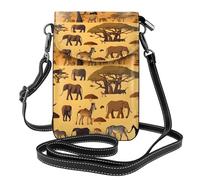 JxWCher Women's Leather Crossbody Phone Bag Wallet, African grassland animals Print Handbags Flap Purse with Card Slots, African Grassland Animals, One Size, All-over Print