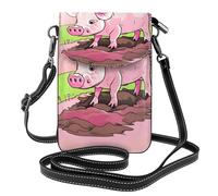 JxWCher Women's Leather Crossbody Phone Bag Wallet, African grassland animals Print Handbags Flap Purse with Card Slots, Pink Piglet, One Size, All-over Print