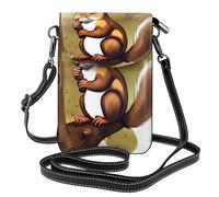JxWCher Women's Leather Crossbody Phone Bag Wallet, African grassland animals Print Handbags Flap Purse with Card Slots, Nut-eating Squirrel, One Size, All-over Print