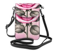 JxWCher Women's Leather Crossbody Phone Bag Wallet, African grassland animals Print Handbags Flap Purse with Card Slots, Beautiful Pink Roses, One Size, All-over Print