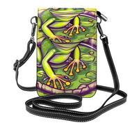 JxWCher Women's Leather Crossbody Phone Bag Wallet, African grassland animals Print Handbags Flap Purse with Card Slots, Frog in a Pond, One Size, All-over Print