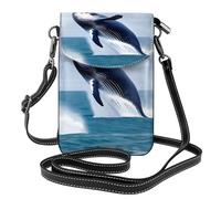JxWCher Women's Leather Crossbody Phone Bag Wallet, Bedroom kitten Print Handbags Flap Purse with Card Slots, Whales at Sea, One Size, All-over Print
