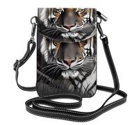 JxWCher Women's Leather Crossbody Phone Bag Wallet, Green dinosaur Print Handbags Flap Purse with Card Slots, Tiger at Rest, One Size, All-over Print