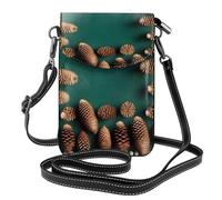 JxWCher Women's Leather Crossbody Phone Bag Wallet, Pine Cone Border Print Handbags Flap Purse with Card Slots