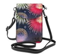 JxWCher Women's Leather Crossbody Phone Bag Wallet, Splendid fireworks Print Handbags Flap Purse with Card Slots