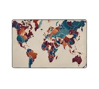 JxWCher World Map Outline Print Area Rug 60x39in, Soft Memory Foam, Floor Mat for Living Room, Bedroom, Office, Anti-Slip Backing