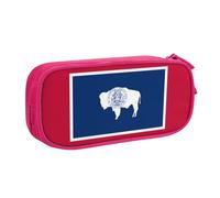JxWCher Wyoming State Flag Print Pencil Case Spacious Pen Pouch Zipper High Capacity Makeup Tools Office Supplies