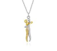 JXX Pendant Necklace S925 Sterling Silver Couple Skille Hugging The White Necklace Pendant-S925 Golden Medium
