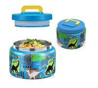 JXXM 8 Oz Thermo Food Jar for Hot & Cold Food for Kids, Insulated Lunch Containers Hot Food Jar,Leak-Proof Vacuum Stainless Steel Wide Mouth Lunch Soup Thermo for School (BLUE-Dinosaur)
