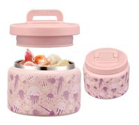 JXXM 8 Oz Thermo Food Jar for Hot & Cold Food for Kids, Insulated Lunch Containers Hot Food Jar,Leak-Proof Vacuum Stainless Steel Wide Mouth Lunch Soup Thermo for School (Pink-Jellyfish)