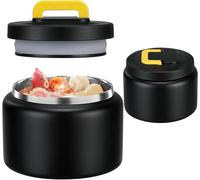 JXXM 8 Oz Thermo Food Jar for Hot & Cold Food for Kids, Insulated Lunch Containers Hot Food Jar,Leak-Proof Vacuum Stainless Steel Wide Mouth Lunch Soup Thermo for School (Black-Pure)