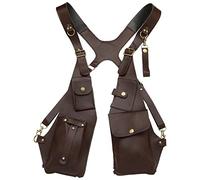 JXXUIRUIEEN Concealed Pack Backpack Men's Vintage Leather Wallet Bag for Travel/Outdoors(Dark Brown)