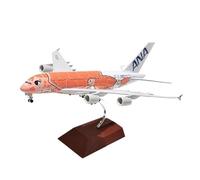 JXYAQTSOF For Japan Airlines All Nippon A380 Cartoon Turtle Metal Aircraft Model Painted Aircraft Collection Model 20 Cm(Orange)