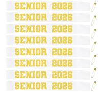 JXYCBZYing 8 Pcs White Senior 2026 Sashes with Gold Glitter Letters - Senior Sash Class of 2026, Graduation Celebration Cheer Sash, Class Competition Sashes, Graduation Party Supplies Favors