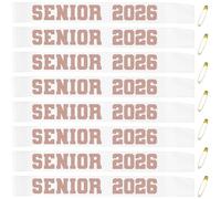 JXYCBZYing 8 Pcs White Senior 2026 Sashes with Rose Gold Glitter Letters - Senior Sash Class of 2026, Graduation Celebration Cheer Sash, Class Competition Sashes, Graduation Party Supplies Favors