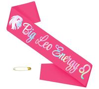 JXYCBZYing Big Leo Energy Sash with Iridescent Foil, Hot Pink Zodiac Leo Birthday Sash, July August Birthday Sashes, Horoscope, Astrology Birthday Party Decorations, Ideas, Gifts, Jokes and Favors