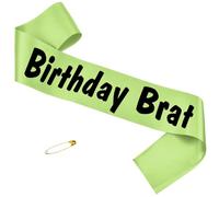 JXYCBZYing Birthday Brat Sash with Black Letters, Green 365 Party Girl Birthday Sash for Girls and Women Brat Themed 13th Sweet 16 18th 21st 30th 40th 50th or Any Other Bday Party Decorations