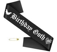 JXYCBZYing Black Birthday Goth Sash with White Gothic Letters, Halloween Ghouls Night Out Sash, Bats,Ghost, Spooky, Emo Bday, Happy Boo Day Accessories, Decorations Ideas, Gifts, Jokes and Favors