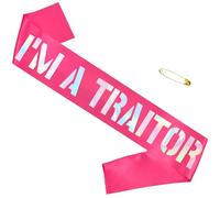 JXYCBZYing "I'M A TRAITOR Sash with Iridescent Foil, Hot Pink Going Away/Moving/Job Change/Relocating Party Sash for Women or Men, Funny Last Day Office Party Decorations, Supplies, Favors