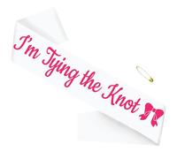 JXYCBZYing I'm Tying the Knot Sash, White & Pink Bow She's Tying the Knot Bridal Shower Sash for Bachelorette Party Wedding Bride to Be Decorations Lucky Mr & Future Mrs Engagement Gifts