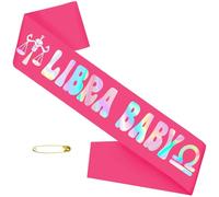 JXYCBZYing "LIBRA BABY Sash with Iridescent Foil, Hot Pink Zodiac Libra Birthday Sash, September October Bday Sashes, Horoscope, Astrology Birthday Party Decorations, Ideas, Gifts, Jokes, Favors