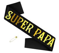 JXYCBZYing "SUPER PAPA Sash with Gold Foil, Black Funny Bless Dad Sash for Father's Day Party Decor, Birthday Party Gift for Dad/Grandpa/Hubby/Uncle