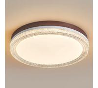 JXYDJH Dimmable Bedroom Light, Vintage Luxury Wood Grain Light Study Warm LED Light, Retro Walnut Wood Color Circle Ceiling Light Flush Mount Metal Ceiling Lamp for Dining Room and Master Bedroom