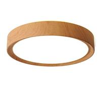 JXYDJH Flush Mount Round Light Wood Grain Metal Ceiling Lamp Shade Japanese Style Close to Ceiling Light Circle LED Fixtures for Kitchen, Bedroom, Living Room 3CCT Low Profile Ceiling Light Fixture