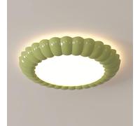 JXYDJH Nordic Cream Style Master Bedroom Fixture Minimalist Close to Ceiling Light Matte Green Finish LED Ceiling Lamp with Remote Control,20.4'' Easy to Install 3CCT Fixture for Kitchen, Hallway