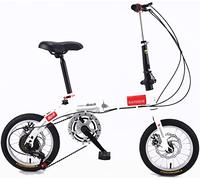 JXYQ 14/16 Inch Folding Bicycle Front And Rear Carbon Steel Frame Variable Speed Adult Bicycle Super Lightweight Student Folding Bike C,14inch