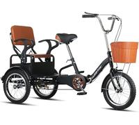 JXYQ Adult Tricycle,Foldable Bicycle for Elderly,with Back Seat and Cargo Basket Comfortable Seat 3 Wheel Bicycle,Seniors Exercise Shopping,Maximum Load 180kg