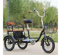 JXYQ Adult Trike Bike Cycling Pedal Outdoor Sports Adult Tricycle With Rear Seat For Parents To Pick Up And Drop Off Children Load 200KG(Size:14Inch,Color:B)