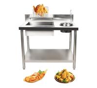 JXYQ Breading Table Chicken Chop Breading Station - Stainless Steel Design With Large Capacity Breading Table for Milk Tea Shops & Fried Chicken Vendors