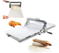 JXYQ Commercial Dough Sheeters, Manual Foldable Dough Sheeter Machine for Bakery, Pizza, Croissant,Stainless Steel Pastry Roller with Adjustable Thickness 0-17.5mm/0-27mm,for Home,Fondant(RS 201)