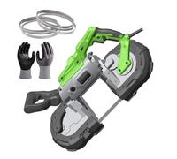 JXYQ Portable Band Saw for Metal Cutting with LED Light - Includes Multiple Blades for Versatile Use