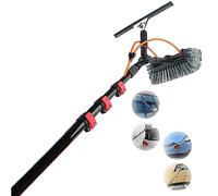 JXYQ Window Cleaning Rod, Telescopic Brush 18ft/5.4m, Water Inlet Retractable Brush, Cleaning Photovoltaic and Solar Panel Windows,9M/30FT