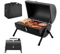 JY COOKMENT Portable Charcoal Grill, Tabletop Barbecue Grill with Carrying Bag, Black Steel