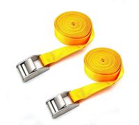 JY-MARINE 12 Foot x 1 inch Tie Down Straps, Heavy Duty Lashing Straps Adjustable Stainless Steel Cam Buckle Tie-Down Straps for Motorcycle, Cargo, Trucks,Trailer,Luggage 2Pack