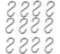 JY-MARINE S Hooks - 316 Stainless Steel Marine Grade Heavy Duty S Shaped Hooks for Hammock Stand, Swing, Plants & Utility - 50mm Long, 5mm Thickness, 12 Pieces