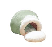 JYARZ Cat Bed Kitten Bed Cat Bedding Bed For Kittens Small Dog, 3-in-1 Pet Tent With Movable Mat And Collapsible Blanket Pet Cushion Cave(Grün,56 * 35 * 29cm)