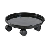 JYARZ Plant Trolley Plant Caddy Universal Wheel Flower Pot Mobile Tray Water Collection Base Round Resin Flower Holder Plant Stand With Wheels(Black,30cm)