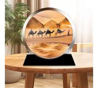 JYBBGO Double Side Sand Art, 3D Sand Art Liquid Motion Round Glass 3D Deep Sea Landscape, Sand Drawing Machine 3D Color Quicksand Decor Relaxing Desktop Home Office Gifts for Adults Kids