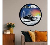 JYBBST 17.3" Moving Sand Art Decor, 360° Rotate Wall Mounted Moving Sand Art Picture,Round Glass Crafts Solid Wood Frame, Relaxing Mood Peaceful Piece Home Office Work Decor(M)