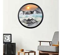 JYBBST 17.3" Moving Sand Art Decor, 360° Rotate Wall Mounted Moving Sand Art Picture,Round Glass Crafts Solid Wood Frame, Relaxing Mood Peaceful Piece Home Office Work Decor(C)