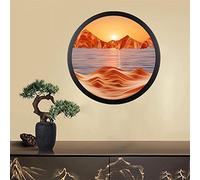 JYBBST 17.3" Moving Sand Art Decor, 360° Rotate Wall Mounted Moving Sand Art Picture,Round Glass Crafts Solid Wood Frame, Relaxing Mood Peaceful Piece Home Office Work Decor(B)