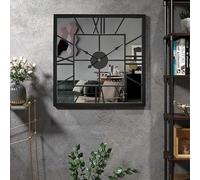 JYBBST Decorative Wall Clocks, Vintage Black Mirror Large Iron Wall Clock,Modern Mirrored Wall Clock For Living Room Decor For Kitchen Farmhouse Living Room Wall Mounted Decor(19.7in)