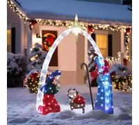 JYBBST Lighted Nativity Scene Set For Christmas Decoration, 5ft Outdoor Nativity Scene Christmas Decorations Outside With Led Lights,3D Glittered Standing Holiday Display For Outdoor, Indoor(Blue)