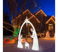 JYBBST Lighted Nativity Scene Set For Christmas Decoration, 5ft Outdoor Nativity Scene Christmas Decorations Outside With Led Lights,3D Glittered Standing Holiday Display For Outdoor, Indoor(White)
