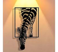 JYBBST Zebras Metal Wall Art, Metal Giraffe Wall Arts, Zebras Rustic Wall Decor,Metal Wall Art Decor Sculptures Geometric Animal Wall Sculpture For Home Bathroom Office Living Room